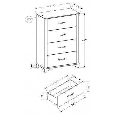 Commode 4 tiroirs I5264 (Chêne Blanchi)