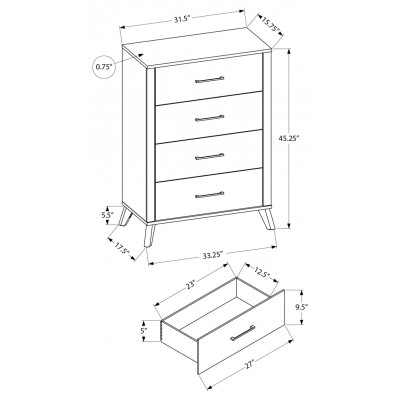 Commode 4 tiroirs I5254 (Gris/Graphite)