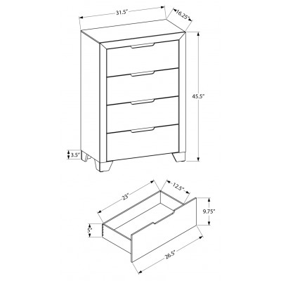 Commode 4 tiroirs I5244 (Blanc)