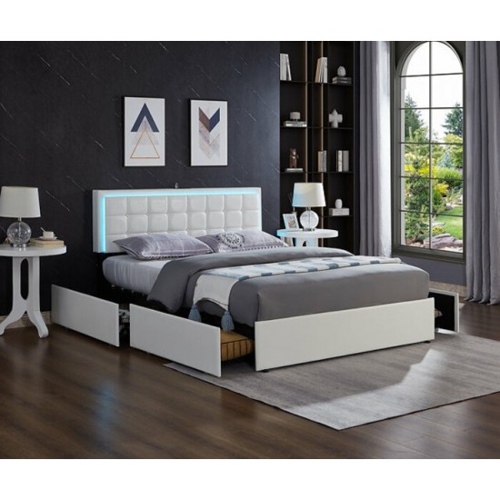 Lit Double avec rangement IF-5402 (Blanc)