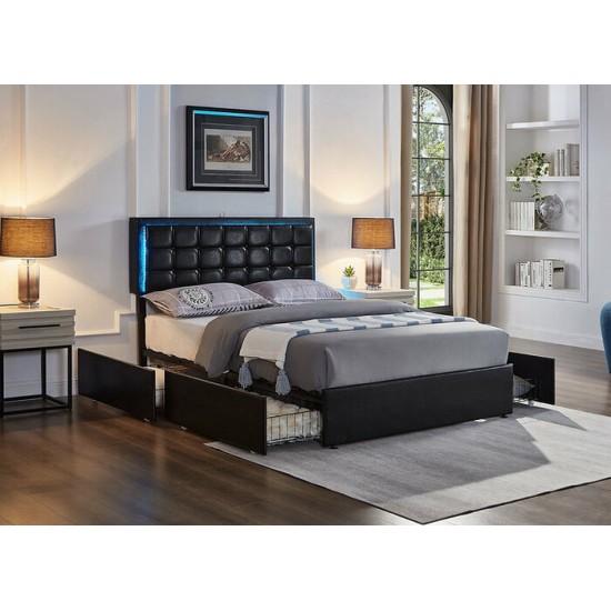 Lit Queen avec rangement IF-5400 (Noir)