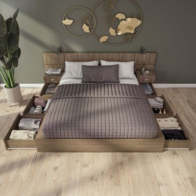 Lit queen avec rangement Zen Delta avec tables de chevet (Fashionista) W33582.11-24-W43582.63.SK 