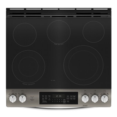 Cuisinière électrique encastrée GE 30 po avec commandes à l'avant et tiroir de rangement JCS840EMES (Ardoise)