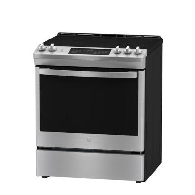 Cuisinière électrique encastrée GE 30 po avec commandes à l'avant et tiroir de rangement JCS840SMSS (Acier inoxydable)