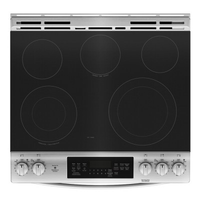 Cuisinière électrique encastrée GE 30 po avec commandes à l'avant et tiroir de rangement JCS840SMSS (Acier inoxydable)
