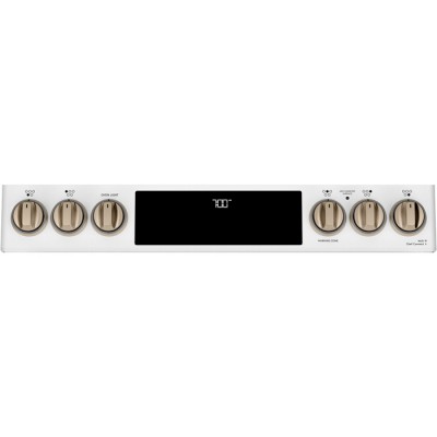 GE Café Cuisinière à éléments radiants de 30po avec friture a air sans préchauffage CCES700P4MW2 (Blanc Mat)