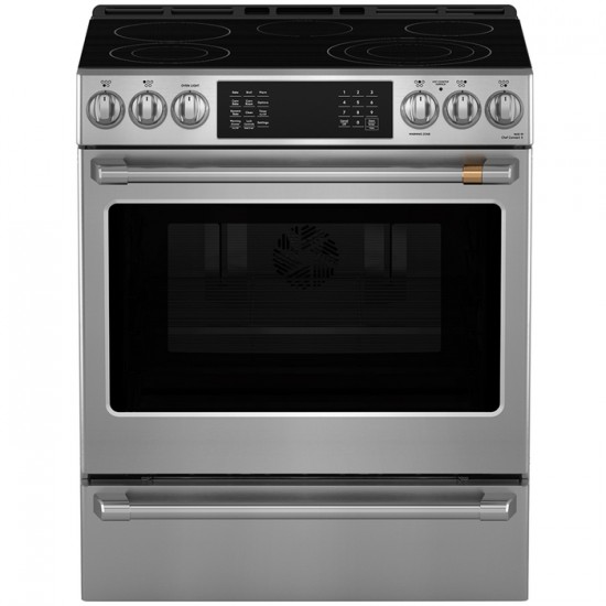 Cuisinière électrique encastrée Café avec commandes à l’avant et tiroir-réchaud CRS70XAWCS1 (Acier Inoxydable)