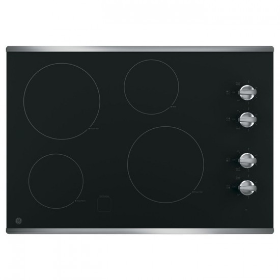 Table de cuisson électrique GE à dessus lisse de 30po JP3030SWSS (Acier inoxydable)