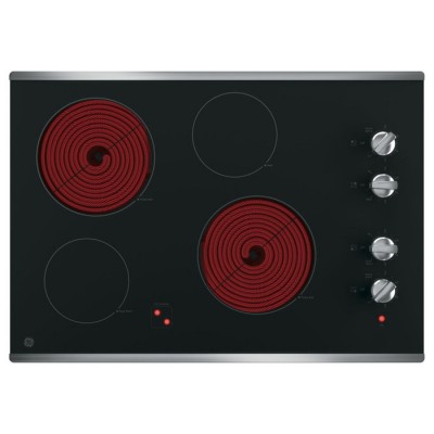 Table de cuisson électrique GE à dessus lisse de 30po JP3030SWSS (Acier inoxydable)