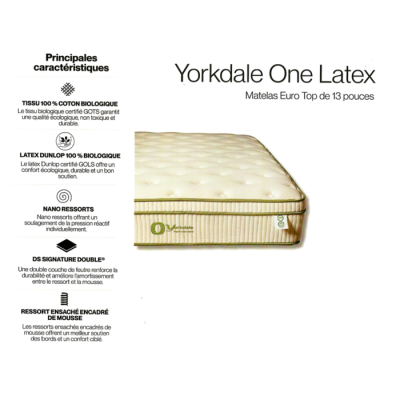 Matelas Euro-Top queen Yorkdale One Latex 13po