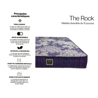 Matelas réversible double The Rock 10po