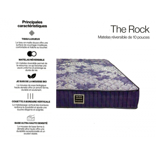 Matelas réversible double The Rock 10po