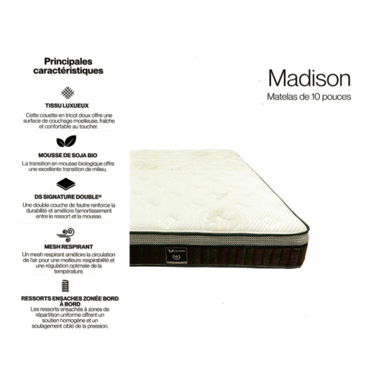 Matelas double Madison 10po