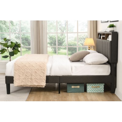 Lit double T-2178 avec rangement (Gris)