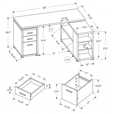 Bureau de travail (droit ou gauche) I7019