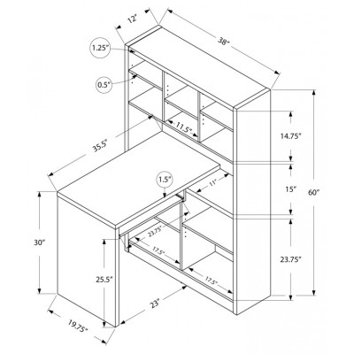 Bureau de travail (droit ou gauche) I7041