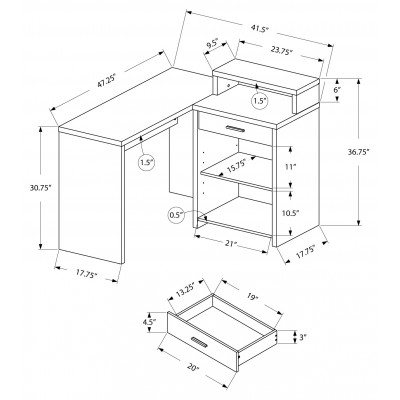 Bureau de travail en coin I7125