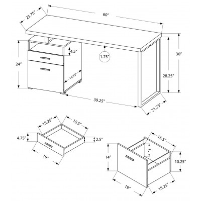Bureau de travail 60"L (droit ou gauche) I7145