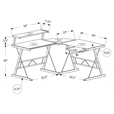 Bureau de travail en coin I7172