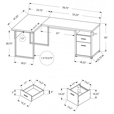 Bureau de travail en coin (droit ou gauche) I7258