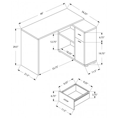 Bureau de travail en coin I7350