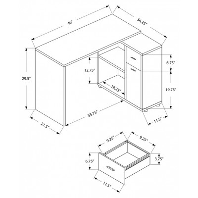 Bureau de travail en coin I7351