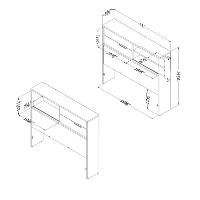 Tête de lit avec rangement simple Fynn 10091 (Chêne gris)