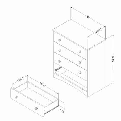 Commode 4 tiroirs Angel 10229 (Gris Clair)