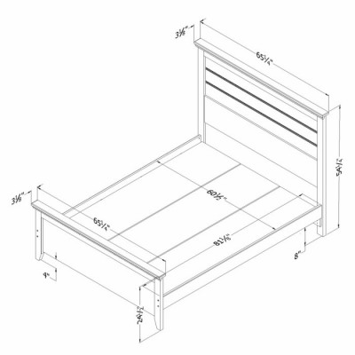 Lit complet queen 60'' Lionel (Chêne Vieilli) 10256