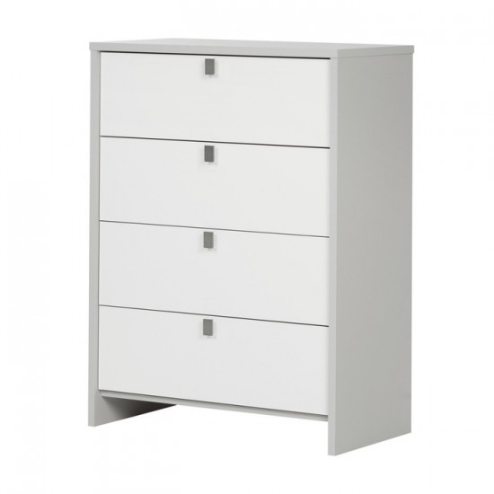 Commode 4 tiroirs Cookie (Gris clair et blanc)...