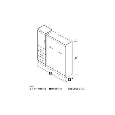 Lit Escamotable avec rangement Nébula Double 84"