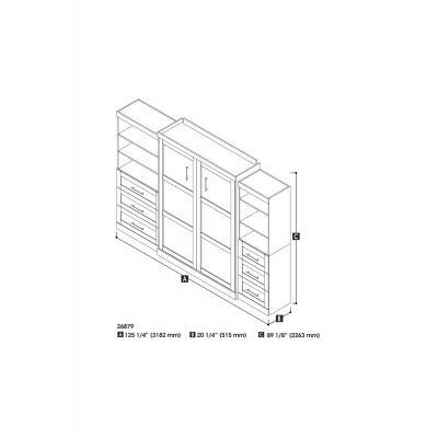 Lit Escamotable avec rangement PUR Queen 126"