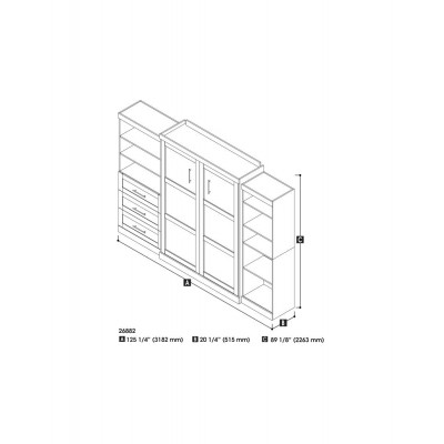 Lit Escamotable avec rangement PUR Queen 126"