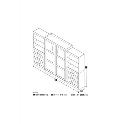 Lit Escamotable avec rangement PUR Queen 136"
