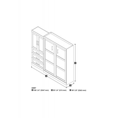 Lit Escamotable avec rangement PUR Queen 101"