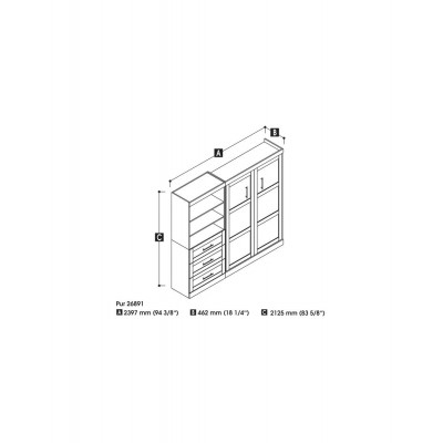 Lit Escamotable avec rangement PUR Double 95"