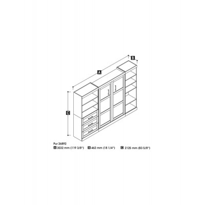 Lit Escamotable avec rangement PUR Double 120"