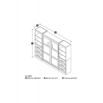 Lit Escamotable avec rangement PUR Double 109"