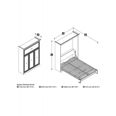 Lit Escamotable Versatille Queen 70"