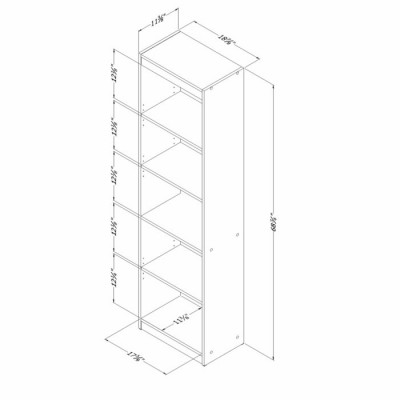 Bibliothèque étroite 5 tablettes Axess 7250758