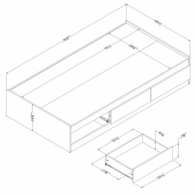 Lit matelot simple 3 tiroirs Cookie 10578