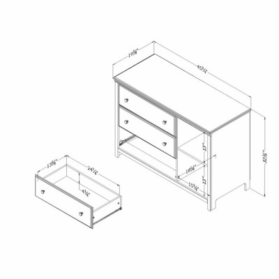 Commode 3 tiroirs avec paniers de rangement Cotton Candy 12140