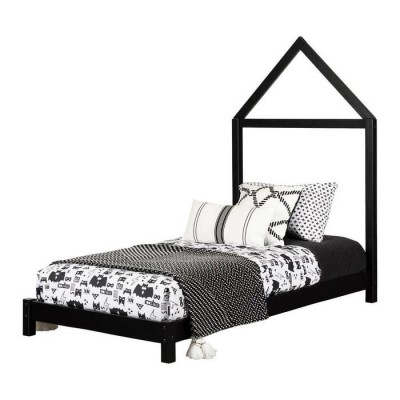 Lit simple avec tête de lit maison Sweedi 12551