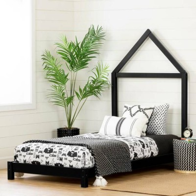Lit simple avec tête de lit maison Sweedi 12551