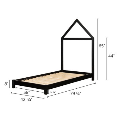 Lit simple avec tête de lit maison Sweedi 12551