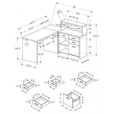 Bureau de travail (droit ou gauche) I7429