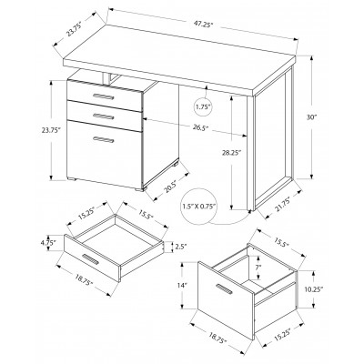 Bureau de travail 48"L (droit ou gauche) I7426