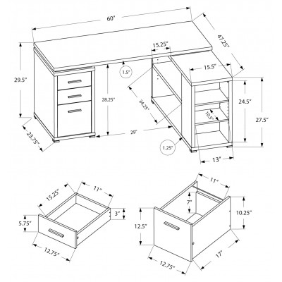 Bureau de travail (droit ou gauche) I7422