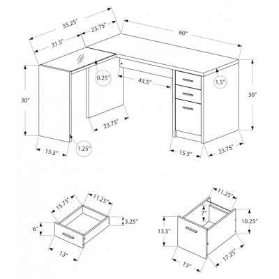 Bureau de travail en coin I7431