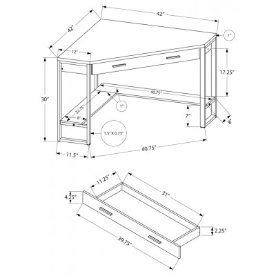 Bureau de travail en coin I7503